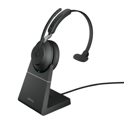 Jabra Evolve2 65 Link380a MS Mono, Bluetooth, inkl. laddningsställ - Svart