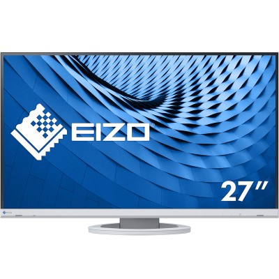 27" Eizo FlexScan EV2760, IPS 2560x1440, 5 ms, höjdjusterbar, pivot, DVI/HDMI/2xDP, högtalare, USB 3.2-hubb - Vit