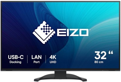 31,5" Eizo FlexScan EV3240X, 4K/UHD 3840x2160, 5 ms, höjdjusterbar, pivot, HDMI/DP/USB-C 94W, LAN, högtalare, USB 3.2-hubb