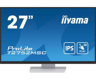 27" Iiyama ProLite T2752MSC-W1, IPS 1920x1080 Multi-Touch, 5 ms, HDMI/DP, högtalare, USB 3.2-hubb - Vit