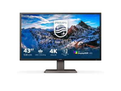 42.5" Philips 439P1/00, VA 4K/3840x2160, 4 ms, höjdjusterbar, 2xHDMI/DP/USB-C 90W, högtalare, USB-hubb#2