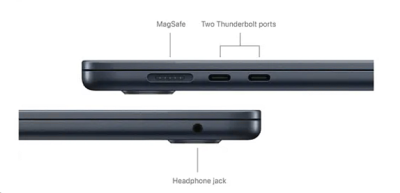 Apple MacBook Air 15.3 tum, Apple M3 8-core CPU 10-core GPU, 24 GB, 2 TB SSD, 70W strömadapter - Midnatt#4