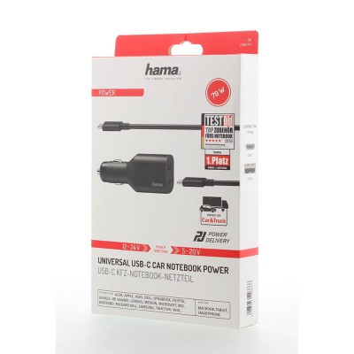 DC-adapter HAMA bil/cigguttag 12-24V till USB-A + USB-C 5-20V/70W PD#2
