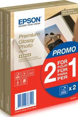 Epson Premium Glossy Photo Paper 10x15 cm, 2x40 ark, 255g/m2, special 2 st 40-pack för priset av 1