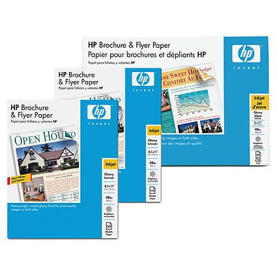 HP Brochure and Flyer Paper Glossy, dubbelsidigt A3, 50 ark, 180g/m2