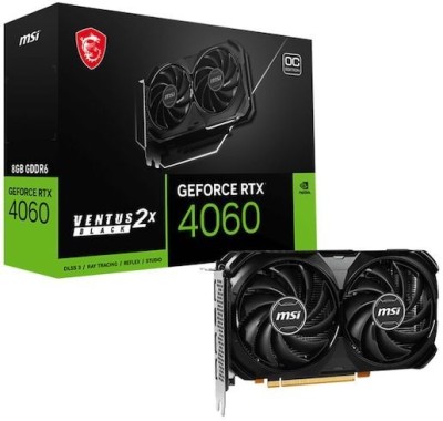 MSI GeForce RTX 4060 VENTUS 2X BLACK OC 8 GB GDDR6, HDMI/3xDP#1