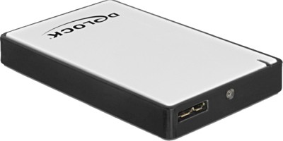 DeLOCK externt lagringskabinett för 1x1,8" micro SATA-hårddisk, SATA, USB 3.0, aluminum/plast, silver/svart