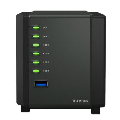 Synology Diskstation DS419slim, 4-bay 2.5" NAS, 2xUSB 3.0, 2xLAN