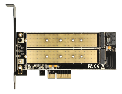 DeLOCK PCI Express x4-kort > 1 x internal M.2 Key B + 1 x intern NVMe M.2 Key M, Low Profile#1