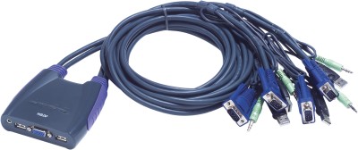 ATEN KVM-switch, 1 konsol styr 4 datorer, VGA, USB och ljud, 0,9/1,2 meter