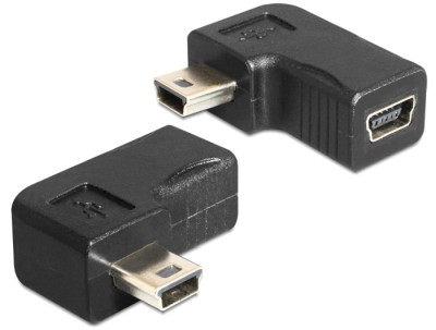 Delock USB adapter USB mini B 5pin male to female 90° angled black