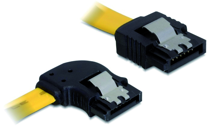 Delock Cable SATA left/straight metal yellow, 50 cm