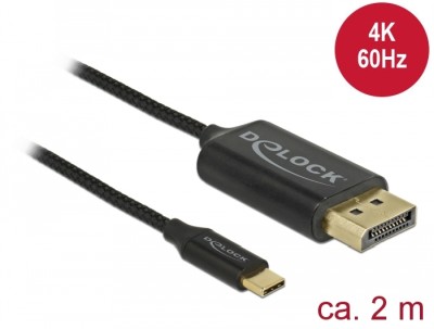 Delock USB cable Type-C to DisplayPort (DP Alt Mode) 4K 60 Hz 2 m coaxial