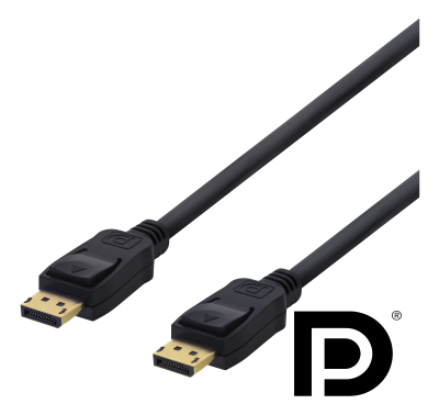 DisplayPort-kabel, DP 1.2, 4K@60Hz, 1 meter - Svart