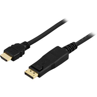 DELTACO DisplayPort till HDMI monitorkabel, 20-pin ha - ha 0,5m, svart