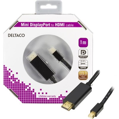 Mini DisplayPort till HDMI-kabel, 1 meter - Svart