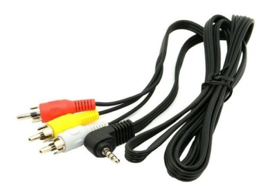 Multimediakabel, vinklad 3,5mm stereo till 3xRCA, 5 meter - Svart