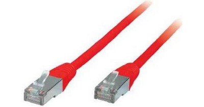 Nätverkskabel skärmad Cat.5e, RJ45, 5 meter - Röd