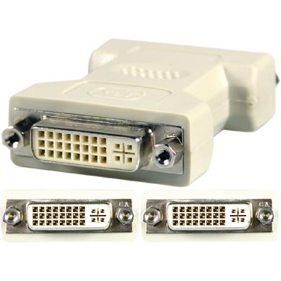 Adapter DVI-I hona till DVI-I hona, Dual Link - Vit