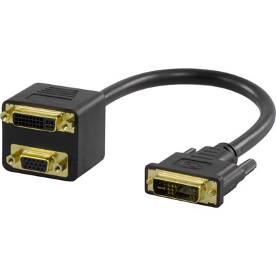 DVI adapter DVI-I ha till DVI-I ho + VGA ho