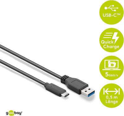 Goobay SuperSpeed 3.1 USB C -> USB 3.0 (typ A) , 0,5 m, svart#2