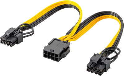 Power Supply Cable 8-Pin Socket to Dual 6+2 Connector for PCIe, Power Cable for Connecting Dual 6-Pin and 8-Pin Graphics Cards, PCI Express Graphics Card Power Cable, Yellow-Black, 2x23