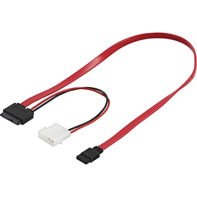 Slim SATA/SAS-kabel för ex. DVD-spelare, ström+data, 50 cm