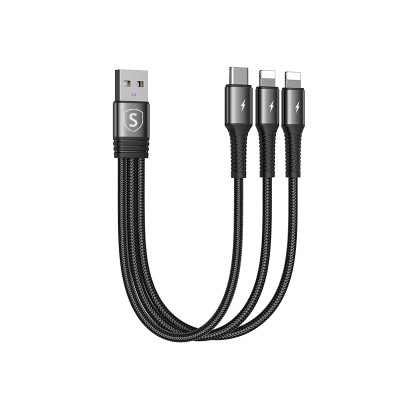 SiGN 3-in-1 Cable Lightning, USB-C, 0.15m, 3.5A, 20W - Black