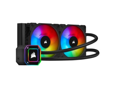 Corsair iCUE H100i ELITE CAPELLIX, 2x120mm, LGA1200/115x/2011/2066, AM2/AM3/AM4/TR4, aRGB - Svart