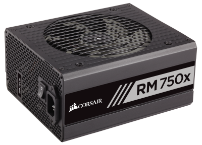 Corsair RM750x 750W, ATX v2.4, 135 mm fläkt, 80PLUS Gold V2, semipassivt, löstagbara kablar - Svart