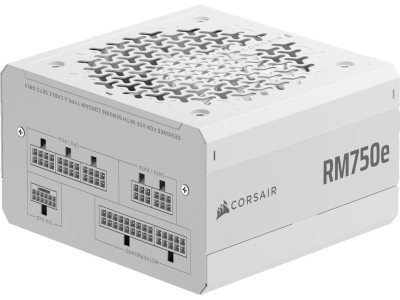 Corsair RM850e (2025) 750W, PCIe 5.1, ATX 3.1, 120 mm fläkt, 80PLUS Gold, semipassivt, löstagbara kablar - Vit#1