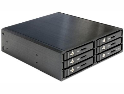 DeLOCK Hårddiskkassett för 6xSATA/SSD, 1x5,25"-plats, svart