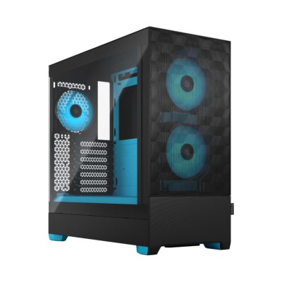 Fractal Design Pop Air RGB Tempered Glass Clear Tint, ATX - Svart/Cyan Core