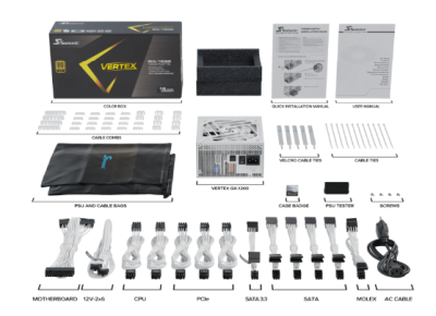 Seasonic Vertex GX White 1200W, ATX 3.0, 135 mm fläkt, 80PLUS Gold, semipassivt, löstagbara kablar - Vit#2