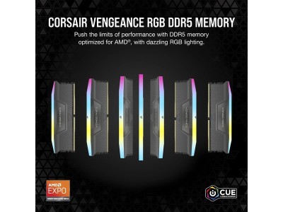64 GB (2x32GB) DDR5-6000 Corsair Vengeance CL30, AMD EXPO - Svart#2