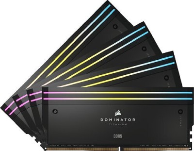 96 GB (4x24GB) DDR5-6400 Corsair Dominator Titanium RGB CL32, Intel XMP - Svart