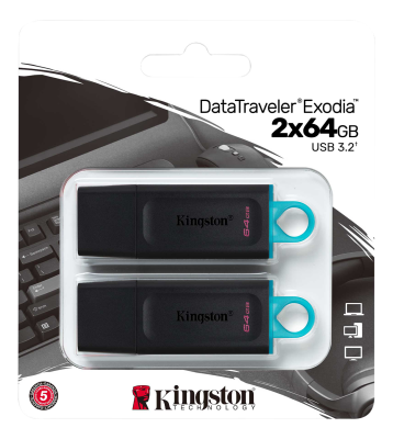 64 GB Kingston DataTraveler Exodia M, USB 3.2, Svart/Blå, 2-pack#2