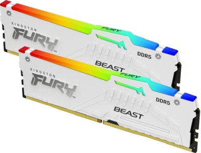 32 GB (2x16GB) DDR5-5600 Kingston FURY Beast White RGB CL36, AMD EXPO - Vit