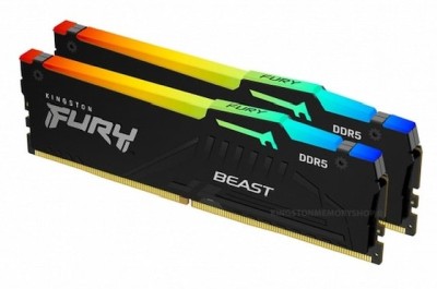 16 GB (2x8GB) DDR5-6000 Kingston FURY Beast Black RGB CL36, AMD EXPO - Svart