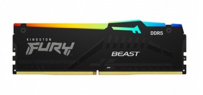 16 GB DDR5-5200 Kingston FURY Beast Black RGB CL36, AMD EXPO - Svart