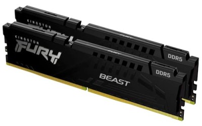 64 GB (2x32GB) DDR5-6000 Kingston FURY Beast Black CL30, XMP - Svart