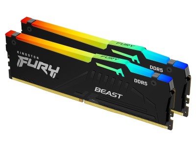 32 GB (2x16GB) DDR5-6000 Kingston FURY Beast Black RGB CL36, AMD EXPO - Svart