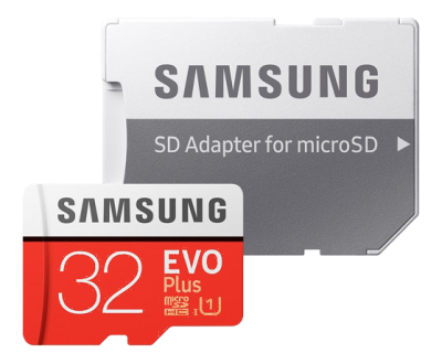 32 GB MicroSDHC Samsung EVO Plus, Class10, UHS-I U1, inkl. SD-adapter