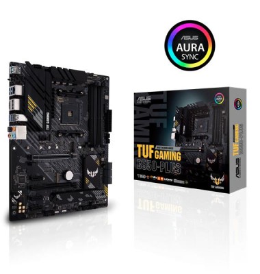 Asus TUF B550-PLUS GAMING, AMD Socket AM4, B550, ATX, 4xDDR4, CrossFireX, 2xPCI Express, 2xM.2 + SATA3 RAID, HDMI/DP, 7.1-ljud, USB-C, 2.5Gbe LAN, Aura Sync RGB