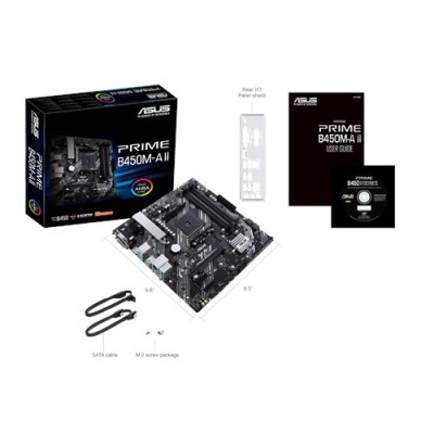 Asus PRIME B450M-A II, AMD Socket AM4, B450, MicroATX, 4xDDR4, PCI Express, M.2 + SATA3 RAID, VGA/DVI/HDMI, 7.1-ljud, USB 3.2, GigaLAN, Aura Sync RGB#3