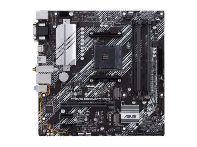 Asus PRIME B550M-A (WI-FI) II, AMD Socket AM4, MicroATX, 4xDDR4, PCI Express, 2xM.2 + SATA3 RAID, VGA/DVI/HDMI, USB 3.2, GigaLAN, WiFi 6, Bluetooth, Aura Sync RGB