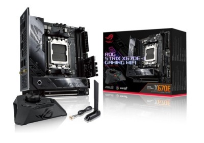 Asus ROG STRIX X670E-I GAMING WiFi, AMD AM5, Mini-ITX, 2xDDR5, PCI Express 5.0, 2xM.2 + SATA3 RAID, HDMI/2xUSB4, USB-C, 2.5Gbe LAN, WiFi 6E, Bluetooth, Aura Sync RGB