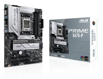 Asus PRIME X670-P, AMD AM5, ATX, 4xDDR5, 3xPCI Express, 3xM.2 + SATA3 RAID, HDMI/DP, USB-C, 2.5Gbe LAN, Aura Sync RGB