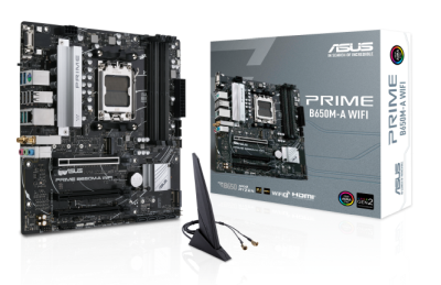 Asus PRIME B650M-A WIFI, AMD AM5, MicroATX, 4xDDR5, PCI Express, 2xM.2 + SATA3 RAID, VGA/DVI/HDMI, USB-C, 2.5Gbe LAN, WiFi 6, Aura Sync RGB