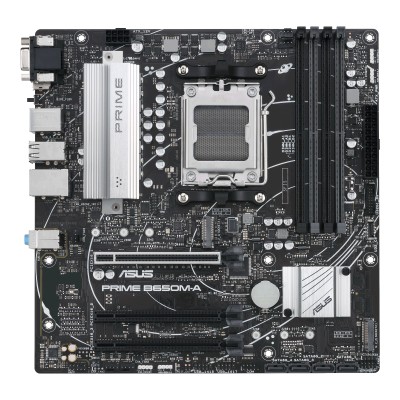 Asus PRIME B650M-A, AMD AM5, MicroATX, 4xDDR5, PCI Express, 2xM.2 + SATA3 RAID, VGA/DVI/HDMI, USB-C, 2.5Gbe LAN, Aura Sync RGB